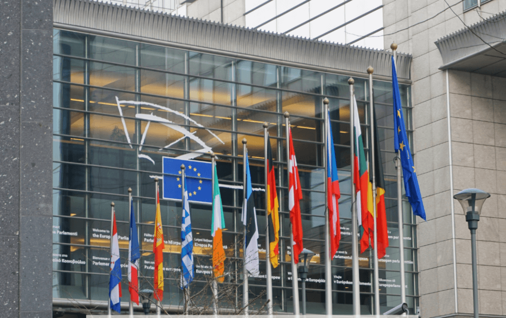 Le bandiere dei Paesi dell'Unione sottoscrittori del Patto di stabilità