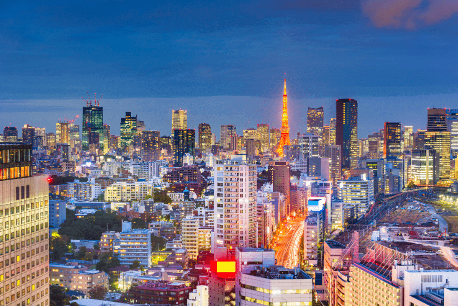 La Skyline di Tokyo e delle sue startup in Giappone.